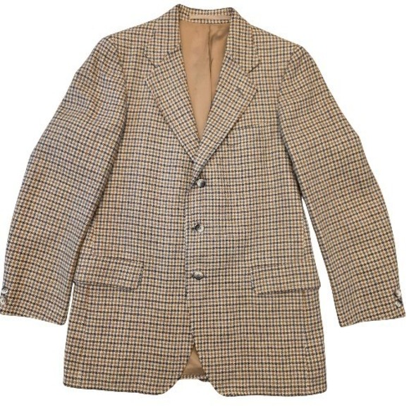 VTG Scottish Forest Gala Tweed Mens Blazer Sport Coat Pure‎ Wool Academia Sz 40